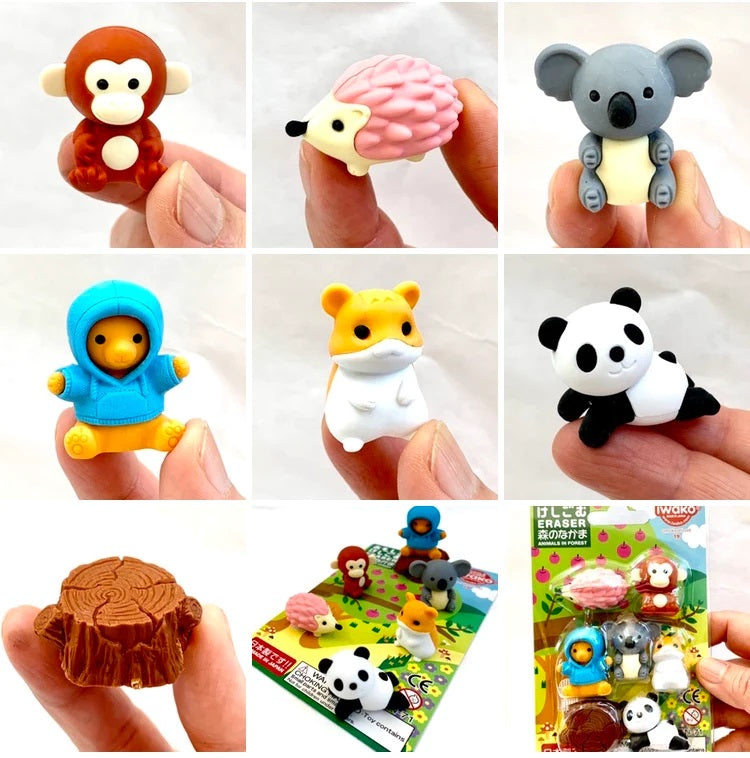 Kawaii Animal Eraser Set