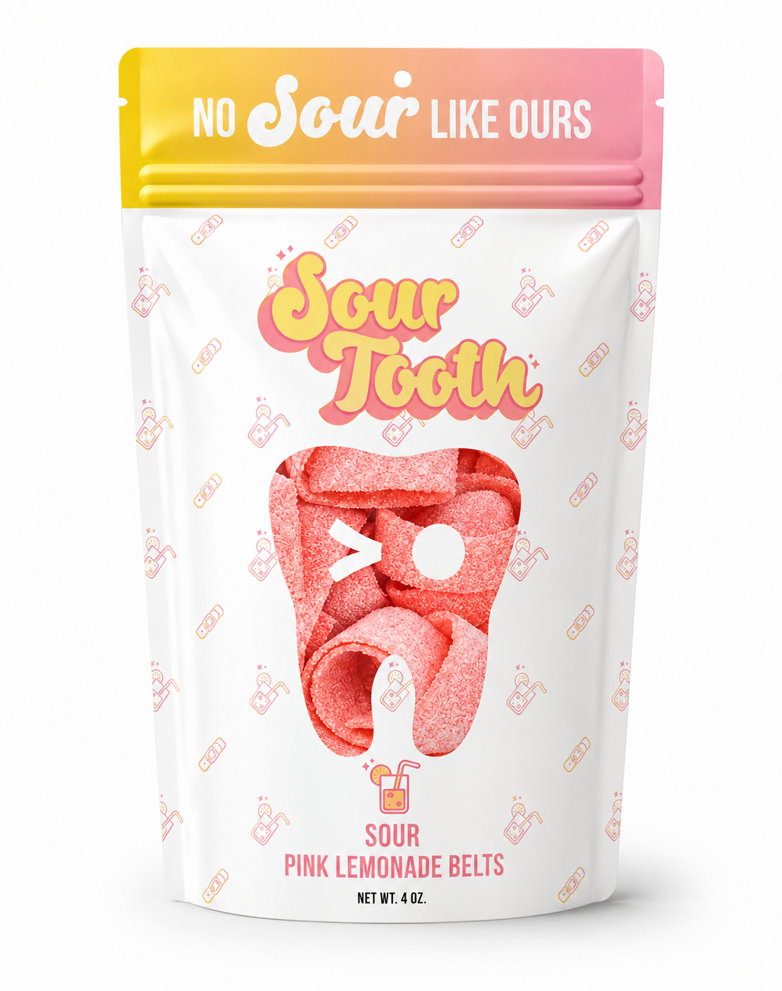 Sour Pink Lemonade Belts — 4oz, Imported from Spain