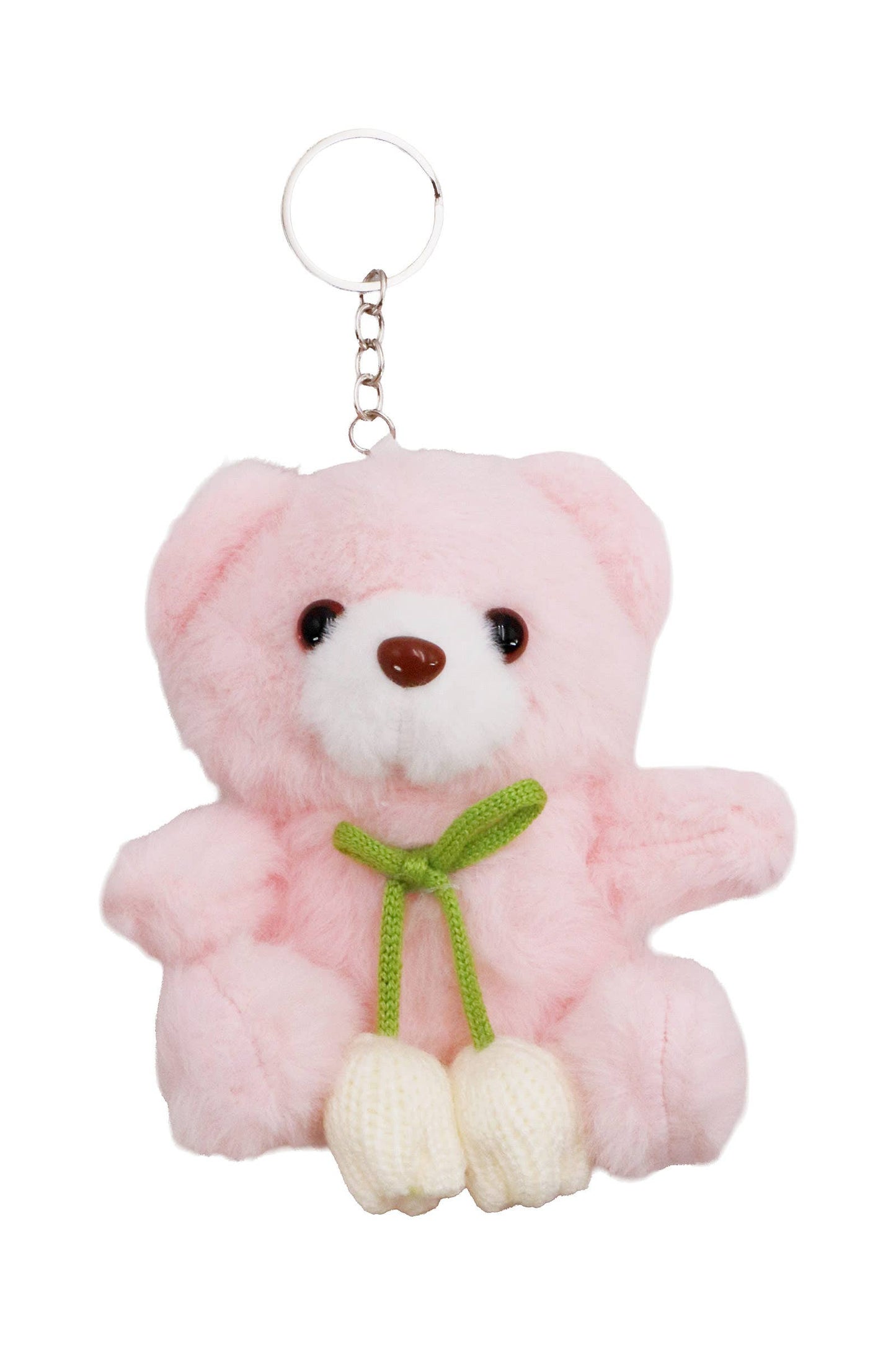 Tulip Ribbon Teddy Bear Fuzzy Stuffed Key Chain