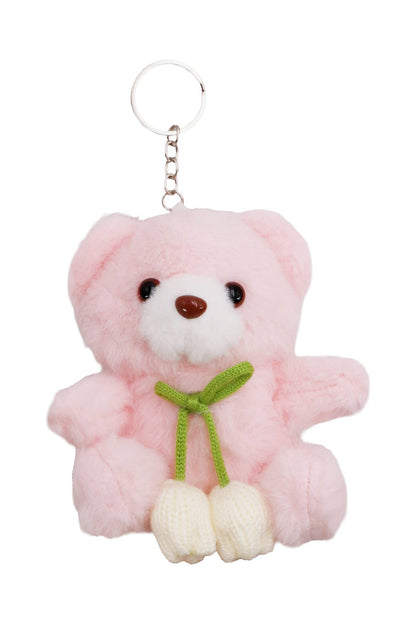 Tulip Ribbon Teddy Bear Fuzzy Stuffed Key Chain
