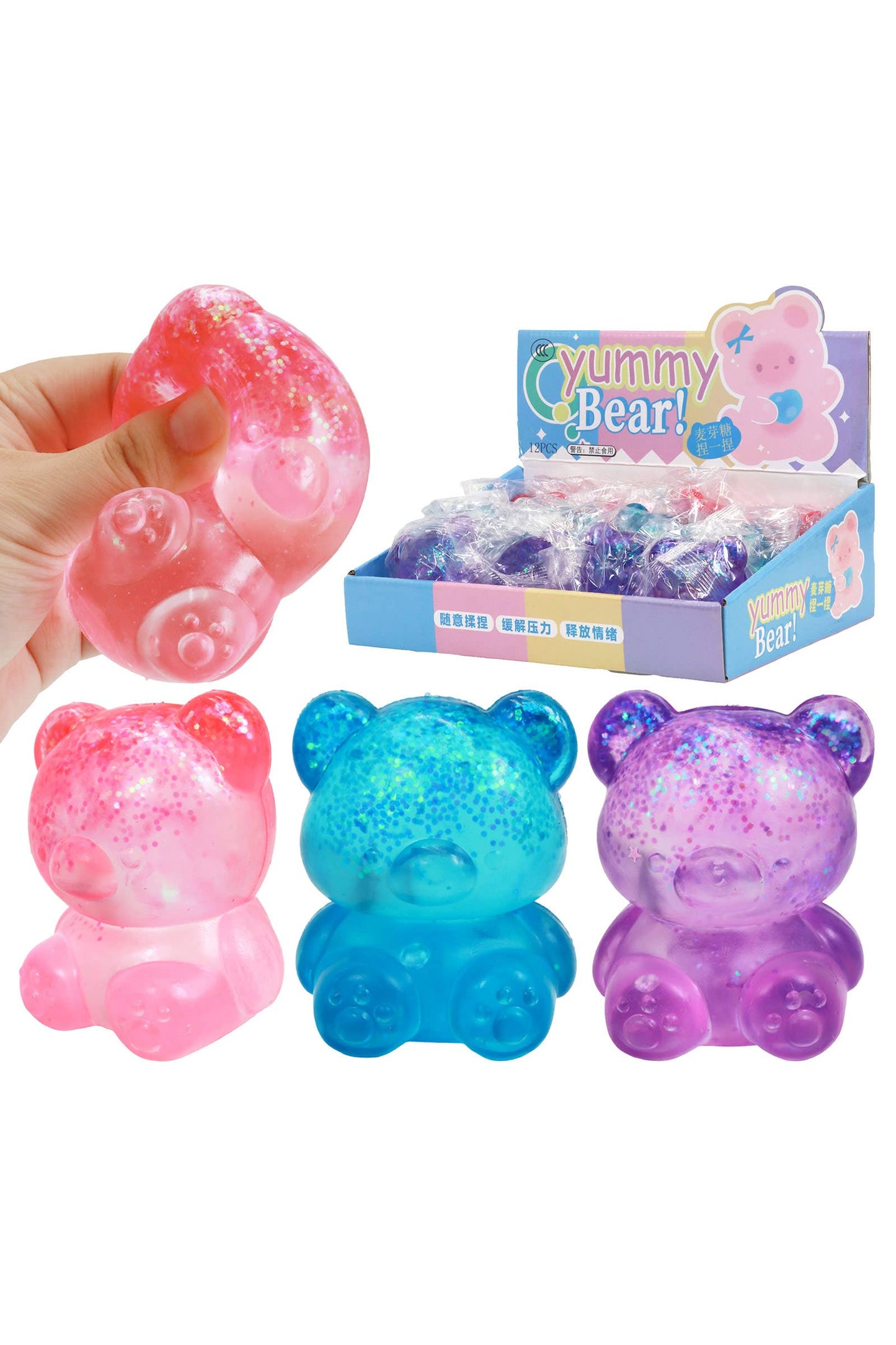 Cute Jelly Bear Glittery Maltose Putty Filled Squishy: ASSORTED / ONE SIZE