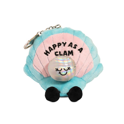 Clam Plush Bag Charm Cute "Happy As A Clam" Toy Funny Gift