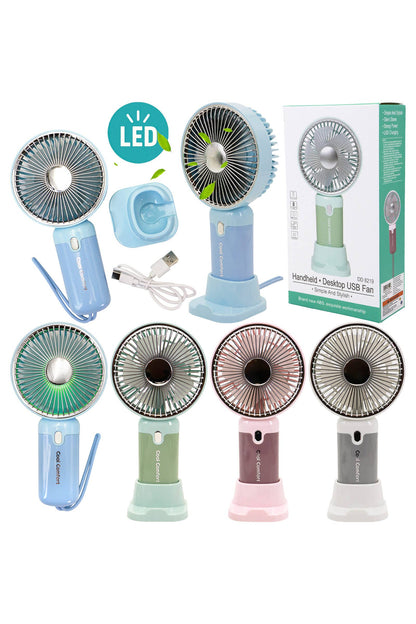 Glossy Pastel LED Light-Up Portable Electric Fan