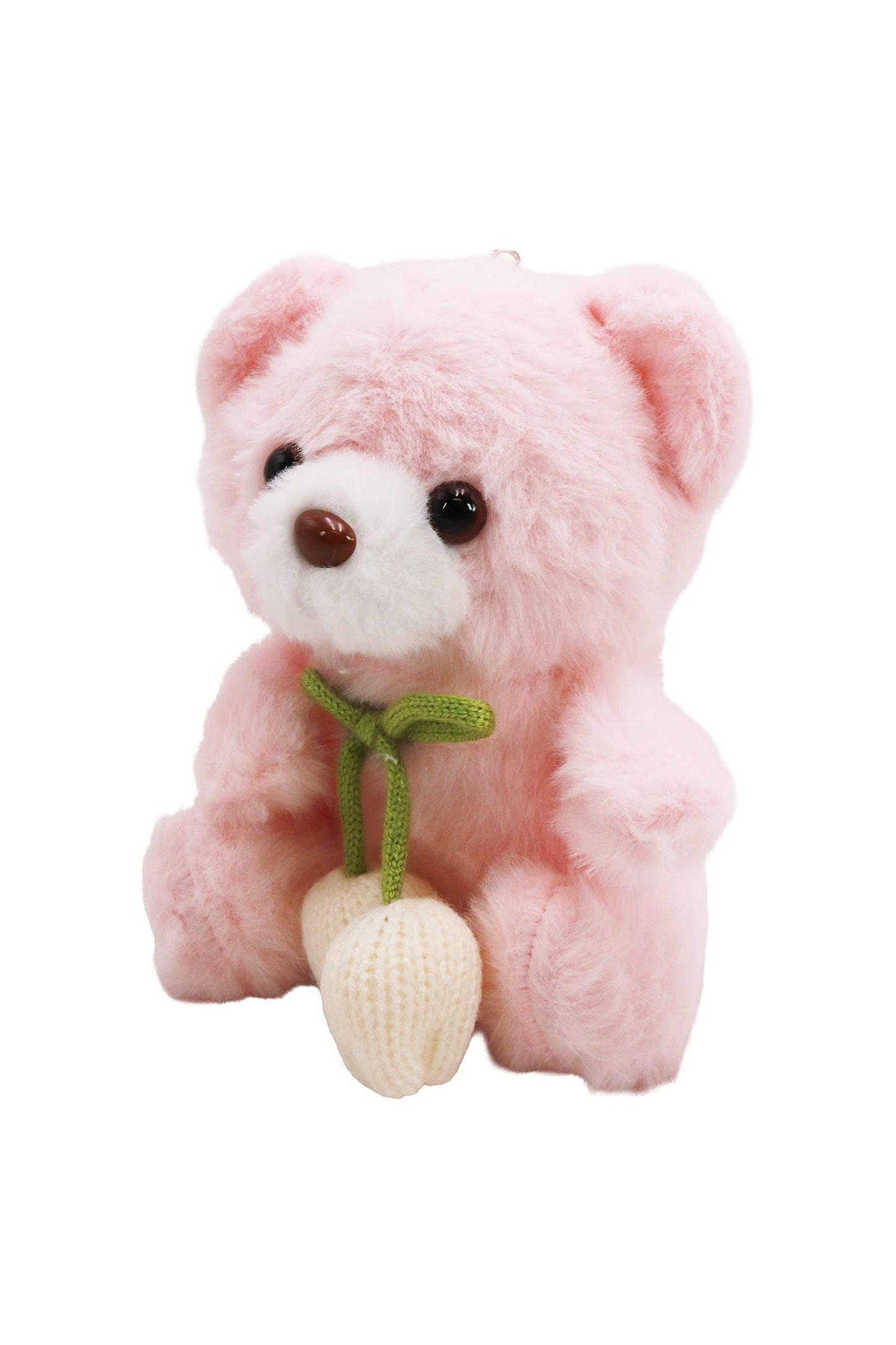 Tulip Ribbon Teddy Bear Fuzzy Stuffed Key Chain