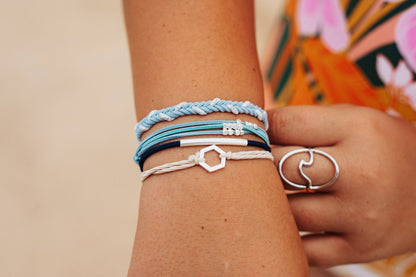 "Dream" Shades of Blue with Silver Accents Hair Tie Bracelets: Small