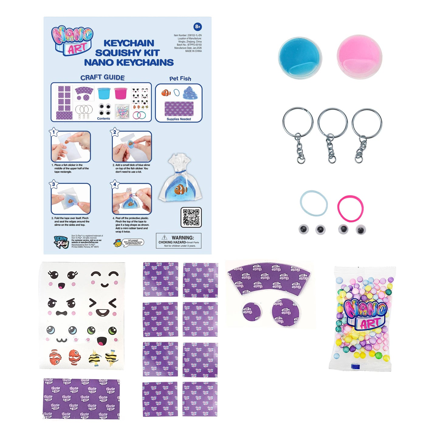 Nano Art Keychain Squishy DIY Craft Kit - Ages 8+