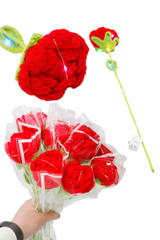 Crochet Knitted LED Light-Up Single Rose