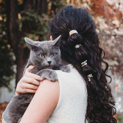 "Paws" Natural Hues with Silver and Paw Accents Hair Tie Bracelet: Medium