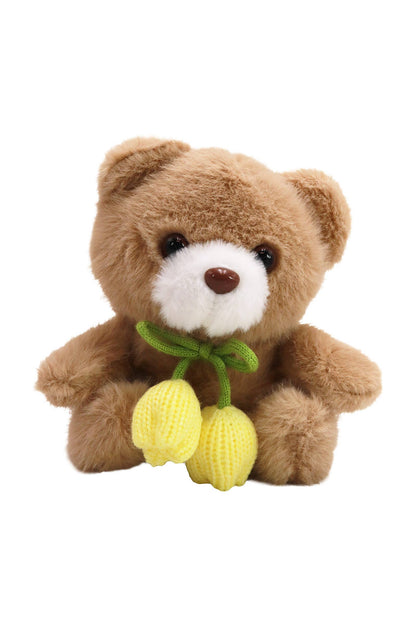 Tulip Ribbon Teddy Bear Fuzzy Stuffed Key Chain