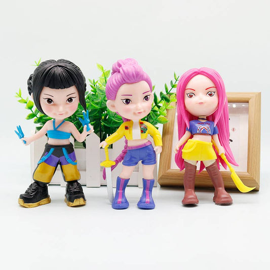 Kpop Demon Hunters huntrix PVC Dolls ornament-3pcs set