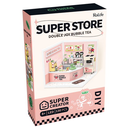 DIY Miniature House Kit: Double Joy Bubble Tea