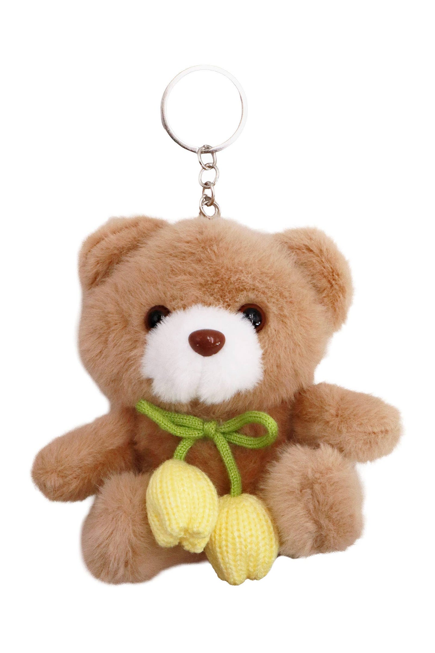 Tulip Ribbon Teddy Bear Fuzzy Stuffed Key Chain