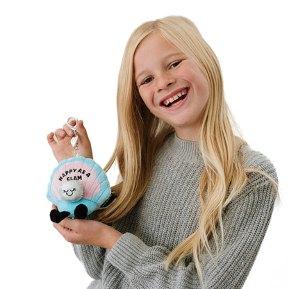 Clam Plush Bag Charm Cute "Happy As A Clam" Toy Funny Gift