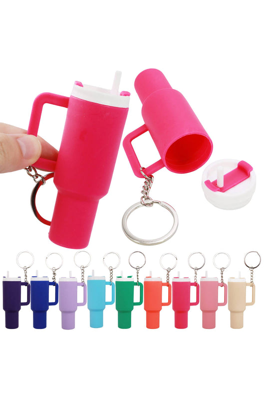 Vibrant Colorful Matte Tumbler Cup Key Chain