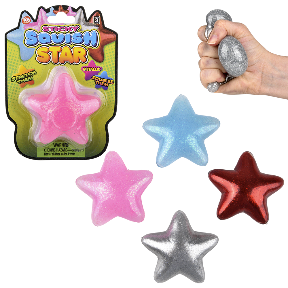 Squish Sticky Glitter Star 3"