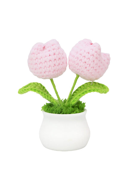 Blooming Tulip Crochet Knitted Flower Pot