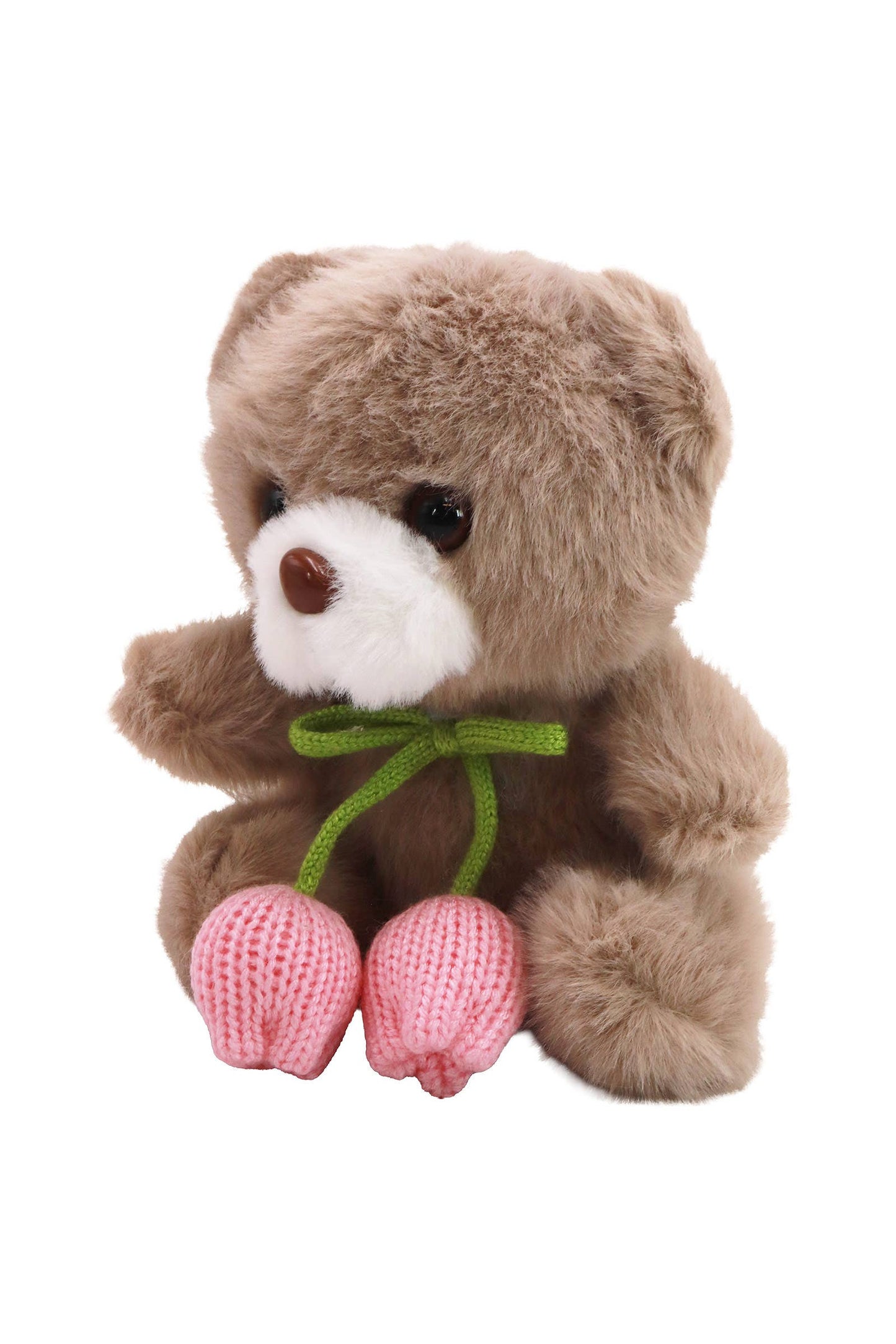Tulip Ribbon Teddy Bear Fuzzy Stuffed Key Chain