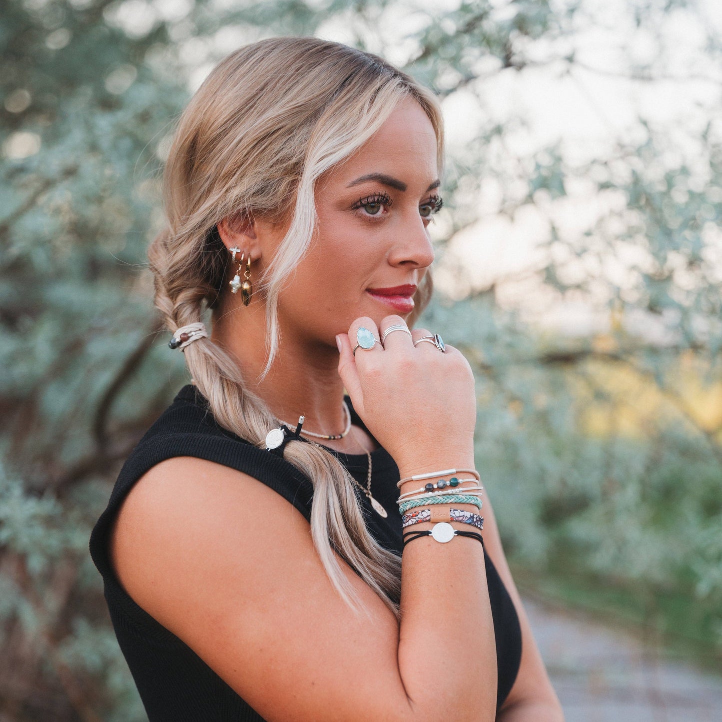 "Flourish" Natural Butterfly Hair Tie Bracelets: Medium