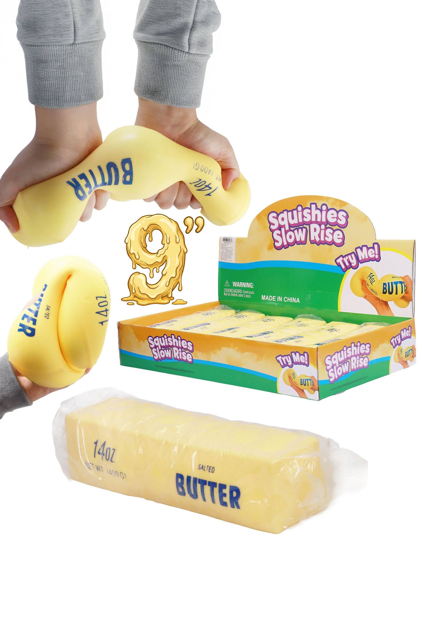 Jumbo Butter Stick Scented Fluffy Slime Squishy - 9 Inch: YELLOW / ONE SIZE