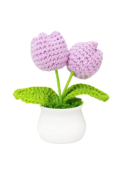 Blooming Tulip Crochet Knitted Flower Pot