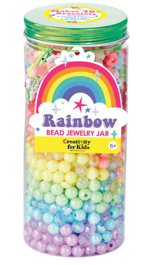 Rainbow Bead Jewelry Jar