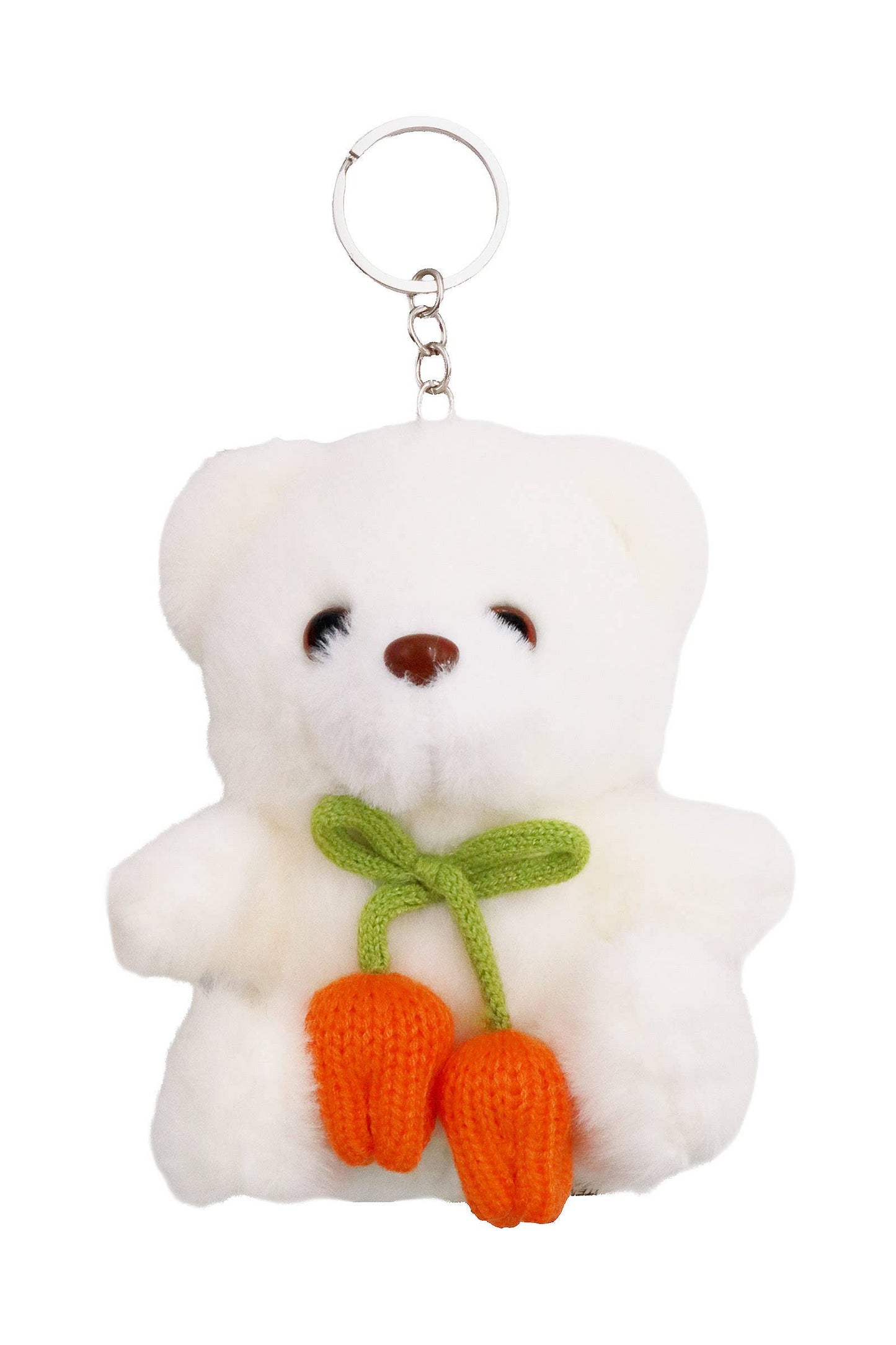 Tulip Ribbon Teddy Bear Fuzzy Stuffed Key Chain