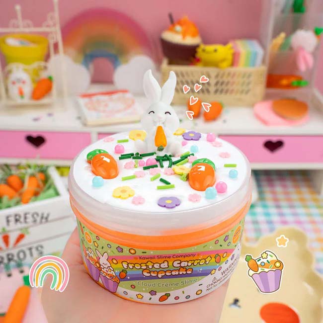 Kawaii Frosted Carrot Cupcake Cloud Creme Slime