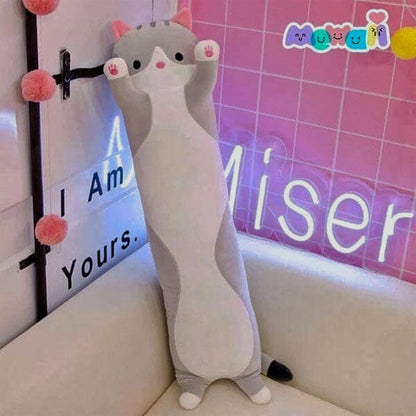 Long Grey Tabby Cat Pillow